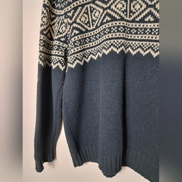 CHEROOKE Sweater Men's XL Nordic Print Lambswool Blend Cabin Core Winter Skiing - Picture 4 of 12
